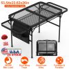 Foldable Camping Table Collapsible Picnic Aluminum Alloy Grill Stand BBQ Table with  66LBS Max Load Adjustable Height 2 Side Wing Trays Storage Net