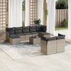 Garden Sofa Set Dark Grey PE Rattan Medium to Large Outdoor Set