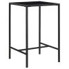 Patio Bar Table Black 27.6"x27.6"x43.3" Poly Rattan and Glass