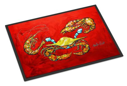 Seafood Sandwich Crab Shrimp Crawfish Doormat Front Door Mat Indoor Outdoor Rugs for Entryway, Non Slip Washable Low Pile, 24H X 36W