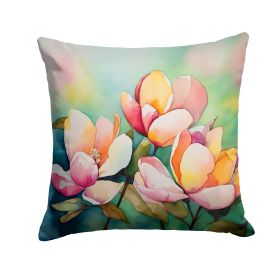 Mississippi Magnolia in Watercolor Throw Pillow Machine Washable, Indoor Outdoor Decorative Pillow for Couch, Bed or Patio, 14Hx14W