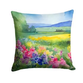 Massachusetts Mayflowers in Watercolor Throw Pillow Machine Washable, Indoor Outdoor Decorative Pillow for Couch, Bed or Patio, 14Hx14W