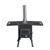 Black Iron Camping Stove with Chimney Portable Outdoor Wood Burning Heater for Tent Cooking and Heating Compact Foldable Campfire Stove for Hiking Bac