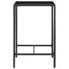 Patio Bar Table Brown 27.6"x27.6"x43.3" Poly Rattan and Glass