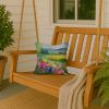 Massachusetts Mayflowers in Watercolor Throw Pillow Machine Washable, Indoor Outdoor Decorative Pillow for Couch, Bed or Patio, 14Hx14W