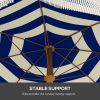 6.2' Beach Umbrella for Travel, Vent, Ruffles, Carry Bag, Portable Outdoor Umbrella for Garden, Blue Stripe