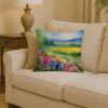 Massachusetts Mayflowers in Watercolor Throw Pillow Machine Washable, Indoor Outdoor Decorative Pillow for Couch, Bed or Patio, 14Hx14W