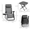 Outsunny 3-Piece Zero Gravity Set, Recliner Chairs with Side Table for Poolside & Camping Gray
