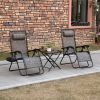 Outsunny 3-Piece Zero Gravity Set, Recliner Chairs with Side Table for Poolside & Camping Gray