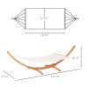 Outsunny 154'' x 47'' Outdoor Hammock, Arch Wooden Hammock with Stand, Single Bed w/ Straps and Hooks, White