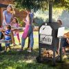 Freestanding Charcoal Pizza Oven with Chimney Wheels Pizza Stone and Pizza Peel Outdoor Wood Fired BBQ Grill Smoker Portable Cooking Oven for Patio Ba