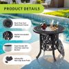 21" Side Table With Removable Ice Bucket- Rustproof Cast Aluminum Frame, Hand-Brushed Finish