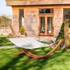 Outsunny 154'' x 47'' Outdoor Hammock, Arch Wooden Hammock with Stand, Single Bed w/ Straps and Hooks, White
