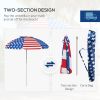 5.7' Beach Umbrella for Travel with Tilt, Vent, Flounce, Portable Outdoor Umbrella, American National Flag Pattern