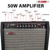 5 Core Guitar Amp 50 Watt Electric Amplifier w Built in 8" Speaker Portable Mini Amps w Aux