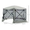 Outsunny Shaded Sanctuary: 6-Sided Hexagon Pop Up Party Tent with Mesh Netting, Beige
