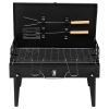 Barbecue Grill Outdoor Portable Charcoal Grill Collapsible Iron Square Charcoal Grill 17.32*10.63*8.66 inch Black