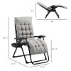 Outsunny Comfy Recline Chair with Cup Rest & Cushion for Alfresco Relaxation