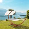 Outsunny Arc Hammock 2-Person Outdoor with Canopy Stand, Extra Wide Backyard Swing Chair, Relaxing