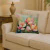 Mississippi Magnolia in Watercolor Throw Pillow Machine Washable, Indoor Outdoor Decorative Pillow for Couch, Bed or Patio, 14Hx14W