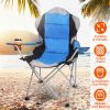 Foldable Camping Chair Heavy Duty Steel Lawn Chair Padded Seat Arm Back Beach Chair 330LBS Max Load with Cup Holder Carry Bag