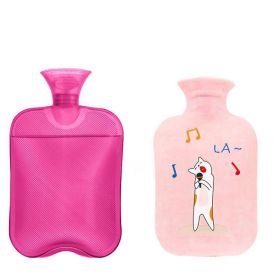 Rubber Thermos With Cute Knit Cover Warm Handbag For Girls Christmas Gifts (Color: pink 2)