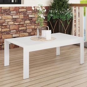 All-Weather Aluminum Outdoor Coffee Table, Modern Coffee Table for Outside, Rectangle Patio Coffee Table-White (Color: as Pic)