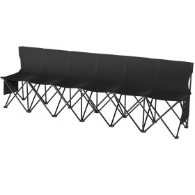 VEVOR 6 Seat Portable Folding Sport Bench Outdoor Camping Chair with Carry Bag (Number of Seats: 6 Seats, Seat Attributes: With Backrest)