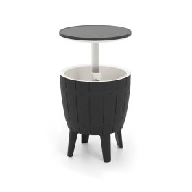 Outdoor Cooler Bar Table with Telescopic Tabletop for Beer and Wine (Type: Outdoor Coolers, Color: Black & White)