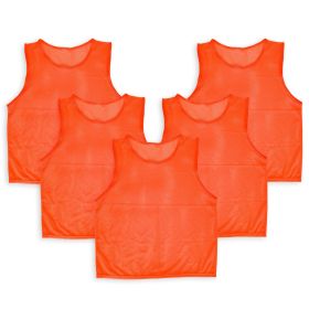 5Pcs Mesh Scrimmage Vests Soccer Basketball Team Training Pinnies Jerseys Shirt Adult Plus Size (Option: BibsOrangeAdultPlus)