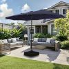 Double Sided Outdoor Market Umbrella with Crank Extra Large Patio Garden Pool Backyard Beach Umbrella Beige