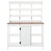 66" Large Outdoor Farmhouse Wooden Potting Bench Table, Garden Workstation with 2 Drawers, Cabinet and Open Shelves for Backyard, Mudroom