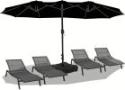 Double Sided Outdoor Market Umbrella with Crank Extra Large Patio Garden Pool Backyard Beach Umbrella Beige