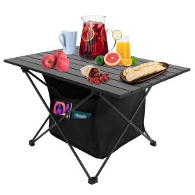 Foldable Camping Table With Storage Basket Rustproof Portable Aluminum Alloy Roll-Up Camping Table With Carrying Bag For Camping Hiking BBQ Picnic Fis (Option: CampingTableL)
