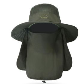 Fishing Bucket Hat Wide Brim Breathable Unisex Hat Sunlight-proof Removable Neck Face Fishing Cap For Fishing Hiking Traveling (Option: FishingBucketHatAGreen)